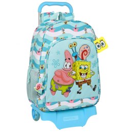 Torba szkolna z kółkami Spongebob Stay positive Niebieski Biały (33 x 42 x 14 cm)