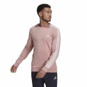 Bluza bez kaptura Męska Adidas Essentials French Terry 3 Stripes Różowy - XL