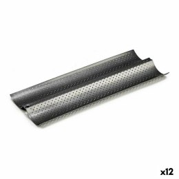 Forma na Bagietki Ciemny szary Metal Stal węglowa 16 x 2,5 x 38 cm Chleb (12 Sztuk)