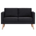 2-osobowa sofa tapicerowana tkaniną, czarna