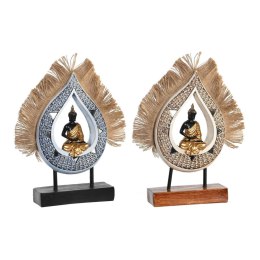 Figurka Dekoracyjna DKD Home Decor 18,5 x 5,6 x 30,5 cm Beżowy Niebieski Budda Orientalny (2 Sztuk)