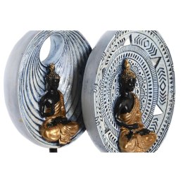 Figurka Dekoracyjna DKD Home Decor 25 x 6,7 x 25,6 cm Beżowy Niebieski Budda Orientalny (2 Sztuk)