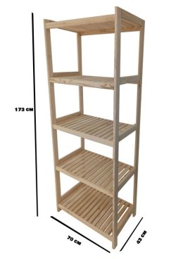 Regał drewniany z 5 półkami, 173 x 70 x 43 cm