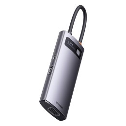 Metal Gleam Series stacja dokująca HUB 6w1 USB-C HDMI 3xUSB 3.2 Power Delivery VGA szary