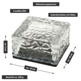 Zestaw 5 sztuk oświetlenia solarnego - szklana kostka - biał