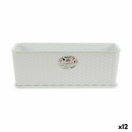 Donica Balkonowa Stefanplast Biały Plastikowy 48,5 x 16 x 18 cm (12 Sztuk)