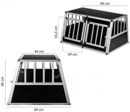 Kojec transportowy aluminiowy dla psów 89 × 69 × 50 cm