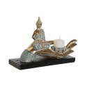 Figurka Dekoracyjna DKD Home Decor 25,7 x 8 x 16 cm Niebieski Budda Turkusowy Orientalny Wytrawianie (2 Sztuk)