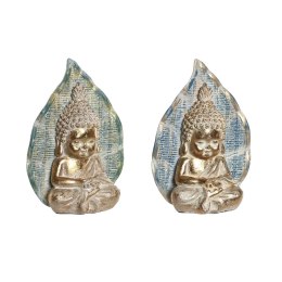 Figurka Dekoracyjna DKD Home Decor 12,4 x 5,6 x 17,7 cm Niebieski Budda Turkusowy Orientalny Wytrawianie (2 Sztuk)