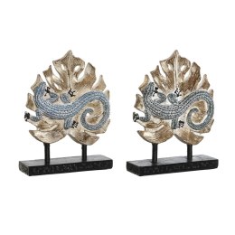 Figurka Dekoracyjna DKD Home Decor 14,5 x 4 x 18,5 cm Niebieski Turkusowy Tropikalny Jaszczurka Wytrawianie (2 Sztuk)