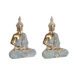 Figurka Dekoracyjna DKD Home Decor 18,6 x 9,7 x 27 cm Niebieski Budda Turkusowy Orientalny Wytrawianie (2 Sztuk)