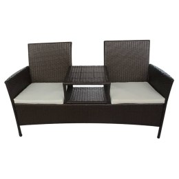 Dwuosobowa sofa ogrodowa ze stolikiem, rattan PE, brązowa