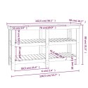 Stolik roboczy, szary, 142,5x50x80 cm, lite drewno sosnowe