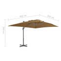 Parasol wiszący z aluminiowym słupkiem, 400x300 cm, taupe