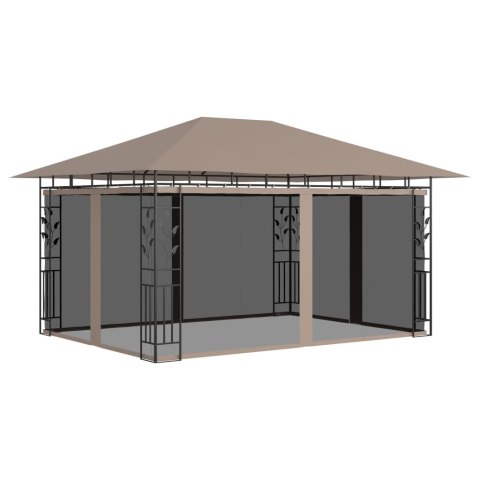 Altana ogrodowa z moskitierą, 4x3x2,73 m, kolor taupe, 180 g/m²