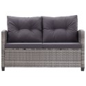 2-osobowa sofa ogrodowa z poduszkami, szara, 124 cm, rattan PE