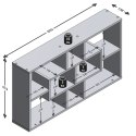 FMD Półka wisząca z 8 przegrodami, prostokątna, dębowa