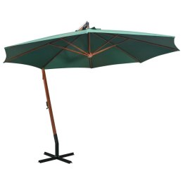 Parasol ogrodowy wiszący, 350 cm, drewniany, zielony