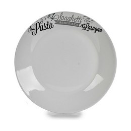 Płaski Talerz Ø 24,4 cm Biały Czarny Porcelana Pasta (10 Sztuk)