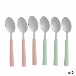 Zestaw łyżeczek do deseru Kinvara CN-KT166096-1T Kolor Zielony Różowy Srebrzysty Stal nierdzewna Plastikowy 15,7 cm Deser (12 Sz