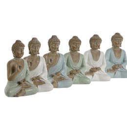 Figurka Dekoracyjna Home ESPRIT Biały Kolor Zielony Turkusowy Budda Orientalny 6 x 4 x 8,5 cm (6 Sztuk)