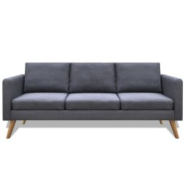 Sofa 3-osobowa, materiałowa, ciemnoszara