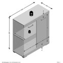 FMD Komoda z 2 drzwiczek, 80x34,9x89,9 cm, szary i postarzane drewno