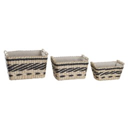Zestaw koszyków DKD Home Decor Poliester Kolonialny Włókno (38 x 26 x 24 cm)