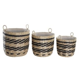 Zestaw koszyków DKD Home Decor Poliester Kolonialny Włókno (38 x 38 x 36 cm)
