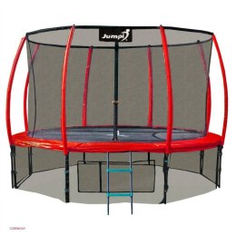 Trampolina Ogrodowa Jumpi 252cm/8FT Maxy Comfort Plus Czerwona Z Wewnętrzną Siatką