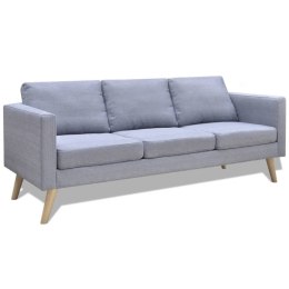 Sofa 3-osobowa, materiałowa, jasnoszara