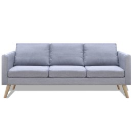 Sofa 3-osobowa, materiałowa, jasnoszara