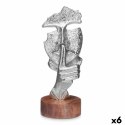 Figurka Dekoracyjna Twarz Srebrzysty Drewno Metal 12 x 29 x 11 cm