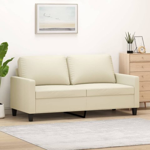 2-osobowa sofa, kremowy, 140 cm, sztuczna skóra