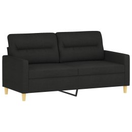 Sofa 2-osobowa, czarna, 140 cm, tapicerowana tkaniną