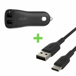 Uniwersalna ładowarka samochodowa USB + kabel USB C Belkin Playa