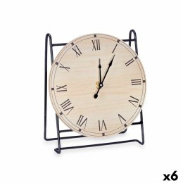 Stolné hodiny Czarny Metal Drewno MDF 19 x 21 x 9 cm (6 Sztuk)