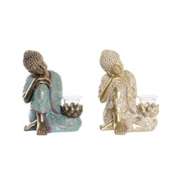 Figurka Dekoracyjna DKD Home Decor 17 x 14,5 x 23,7 cm Złoty Budda Kolor Zielony Orientalny (2 Sztuk)