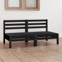 2-osobowa sofa ogrodowa, czarna, lite drewno sosnowe