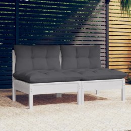 2-osobowa sofa ogrodowa z antracytowymi poduszkami, sosnowa