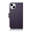 2w1 etui skórzany pokrowiec z klapką iPhone 14 Plus Anti-RFID Wallet Case ciemnofioletowy