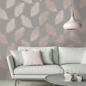 DUTCH WALLCOVERINGS Tapeta Fawning Feather, szarość i różowe złoto