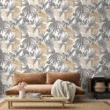 DUTCH WALLCOVERINGS Tapeta z motywem dzikiej palmy, beżowo-szara