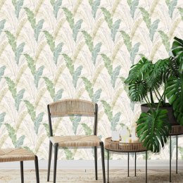 DUTCH WALLCOVERINGS Tapeta z motywem tropikalnych liści, szaro-zielona