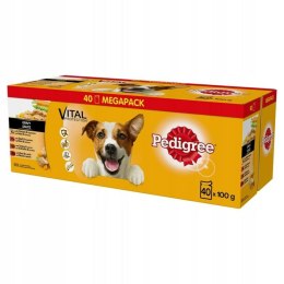 Mokre jedzenie Pedigree Vital Protection kurczak Indyk Wołowina Mięso wołowe Warzywo Marchew 40 x 100 g