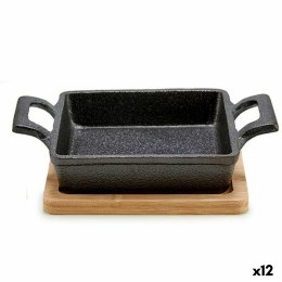 Garnek do Serwowania Tapas Kinvara 1277SJ4810 Brązowy Czarny Bambus Żelazo 19 x 5 x 14 cm (12 Sztuk)