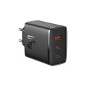 Ładowarka sieciowa GaN Cube Pro 65W 2x USB-C USB-A czarna