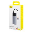 11w1 HUB Adapter USB-C do USB-C PD USB-C 3x USB-A HDMI AUX RJ-45 SD TF szary