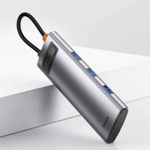 7w1 HUB Adapter Metal Gleam Series USB-C do USB-C PD 3x USB-A HDMI SD TF szary 7w1 HUB Adapter Metal Gleam Series USB-C do USB-C PD 3x USB-A HDMI SD TF szary