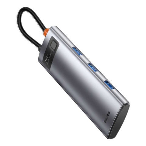 7w1 HUB Adapter Metal Gleam Series USB-C do USB-C PD 3x USB-A HDMI SD TF szary 7w1 HUB Adapter Metal Gleam Series USB-C do USB-C PD 3x USB-A HDMI SD TF szary
